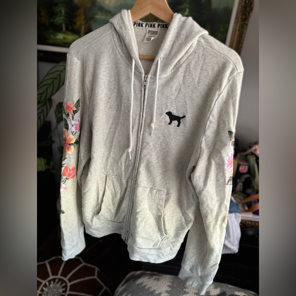 PINK by Victoria’s Secret Floral Zip Hoodie – Size Large